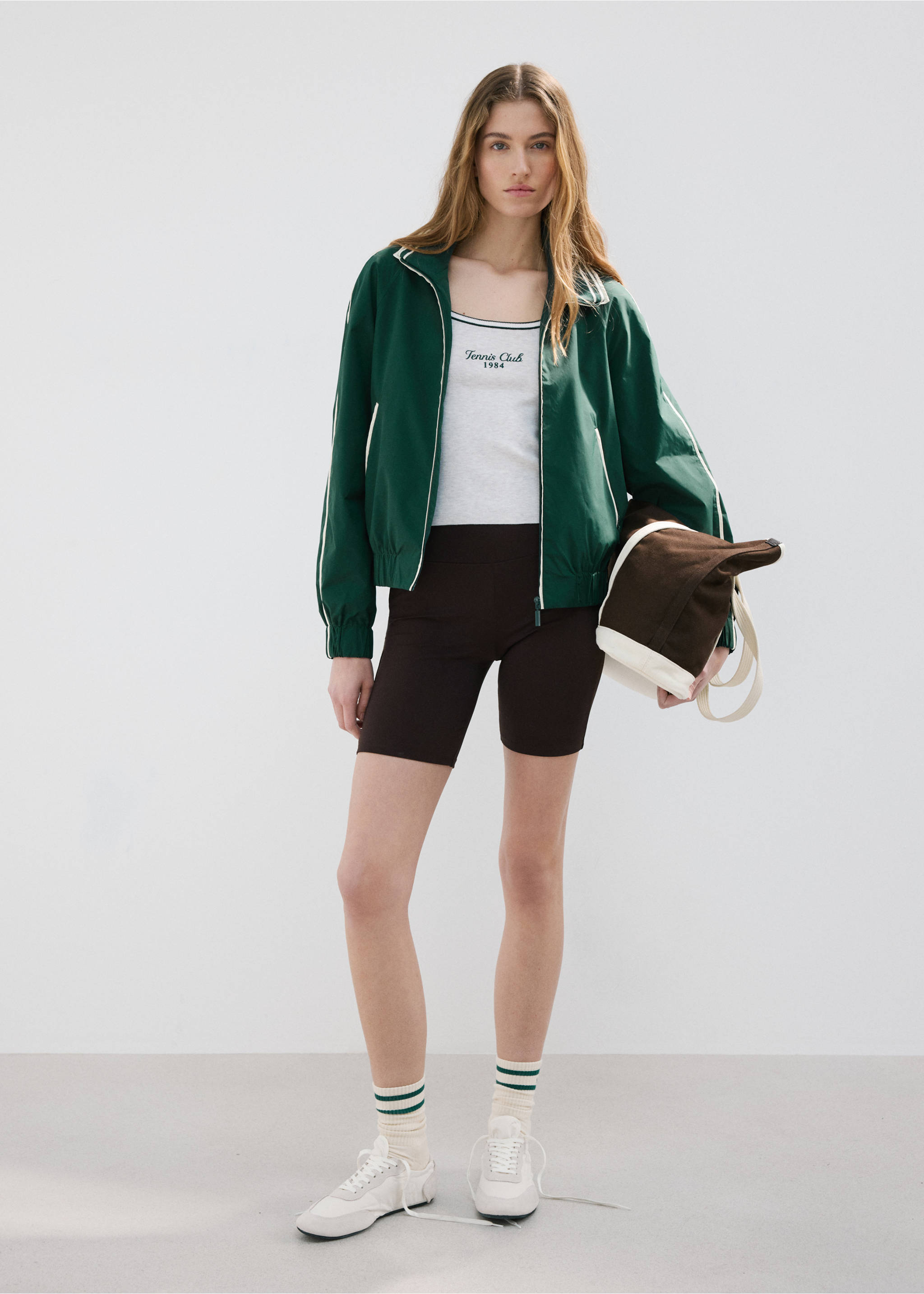 Top with embroidered message and contrasting trim - General plane, Medium Heather Grey. Ref: 27087162-00.