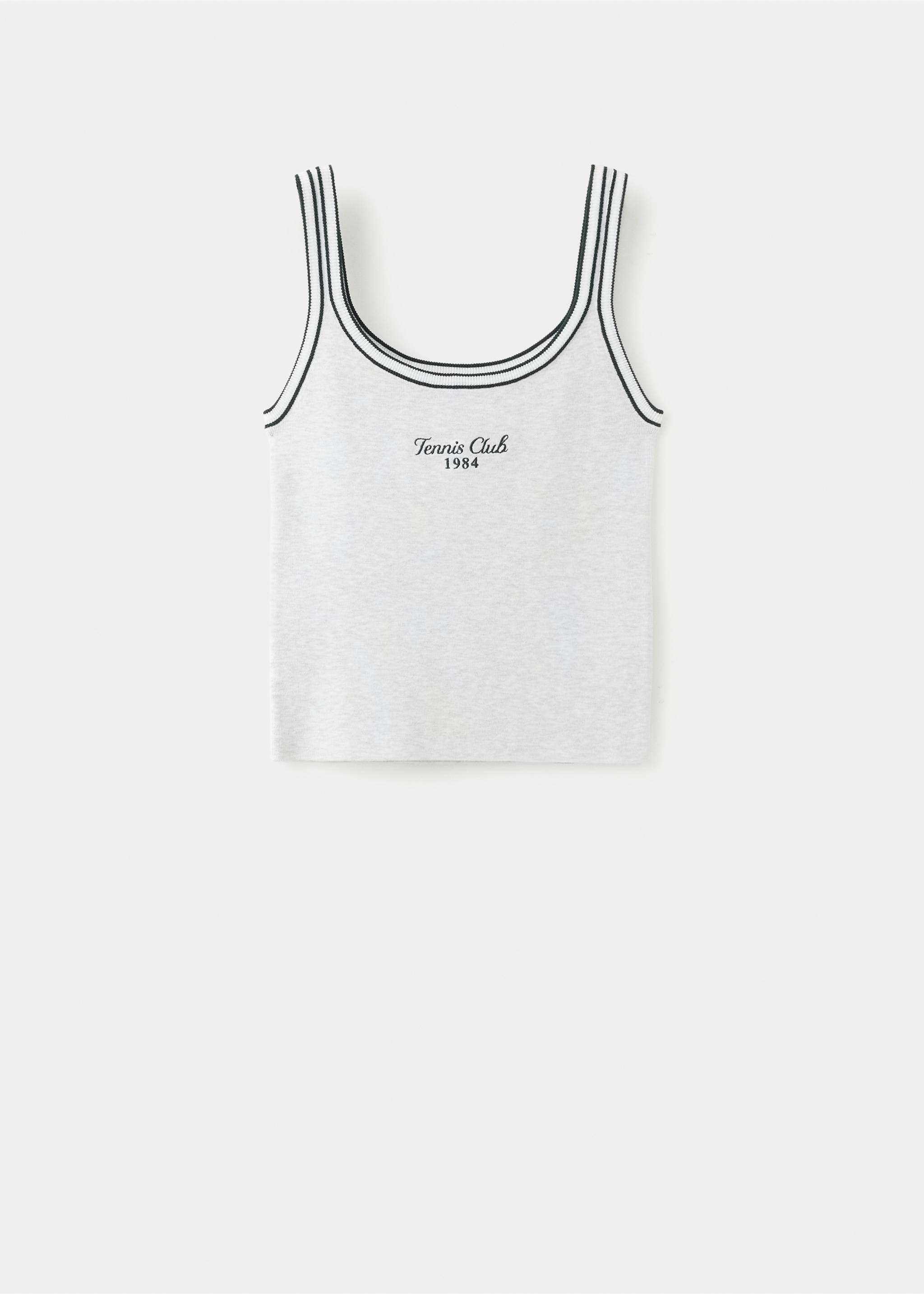 Top with embroidered message and contrasting trim - Article without model, Medium Heather Grey. Ref: 27087162-00.