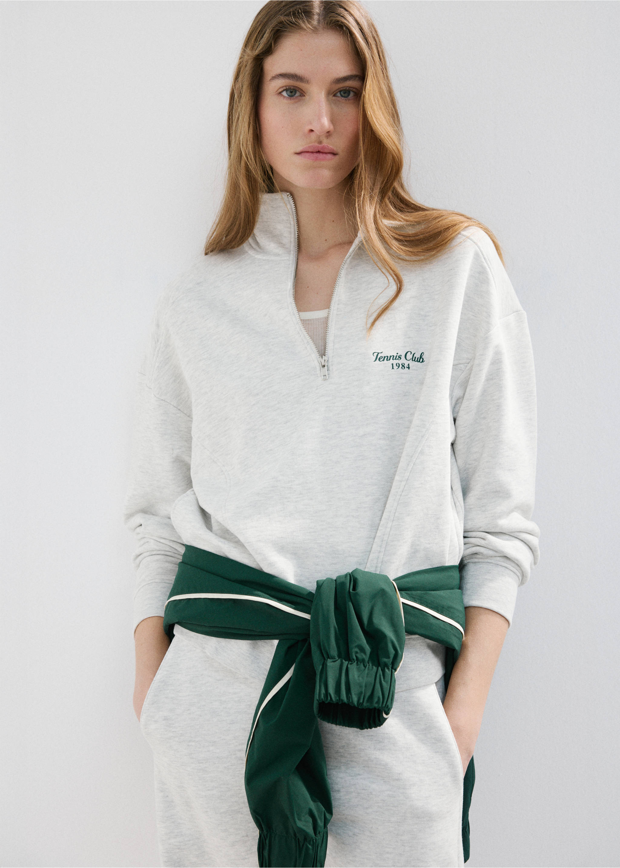 Cotton jogger-style trousers - Details of the article 1, Grey. Ref: 27087163-00.