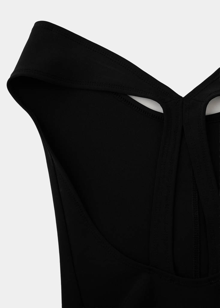Fitted bodysuit with open back — Black