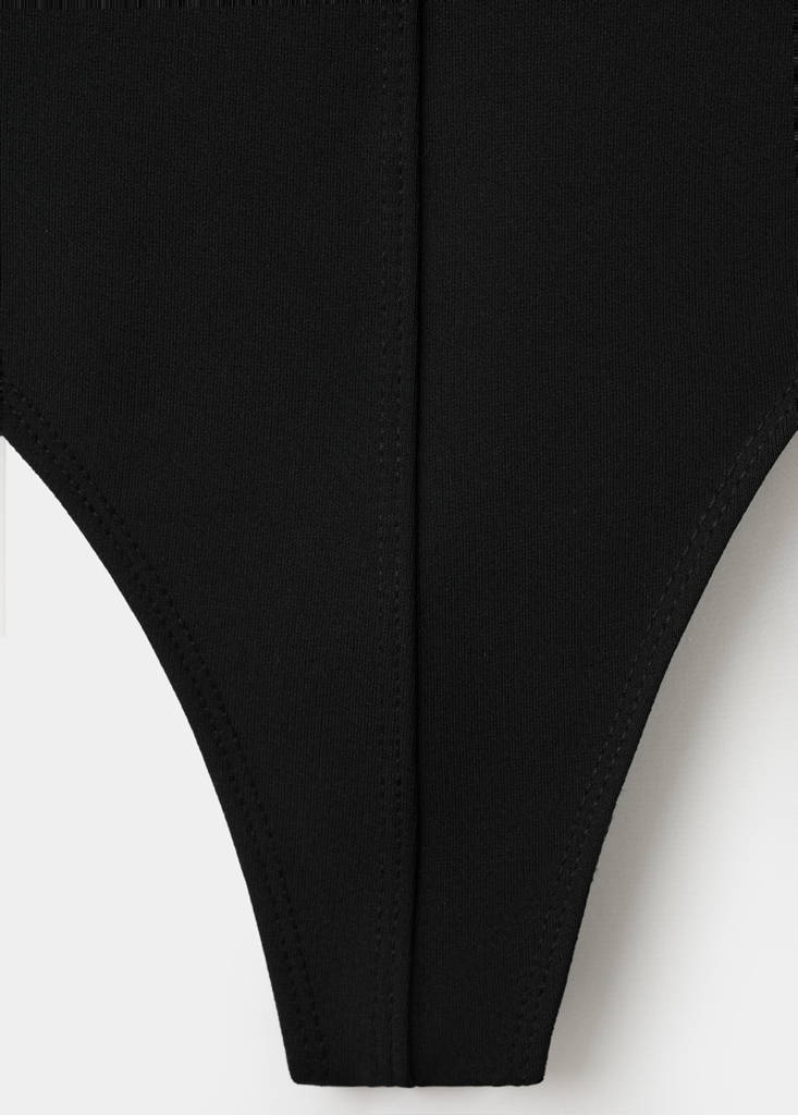 Fitted bodysuit with open back — Black