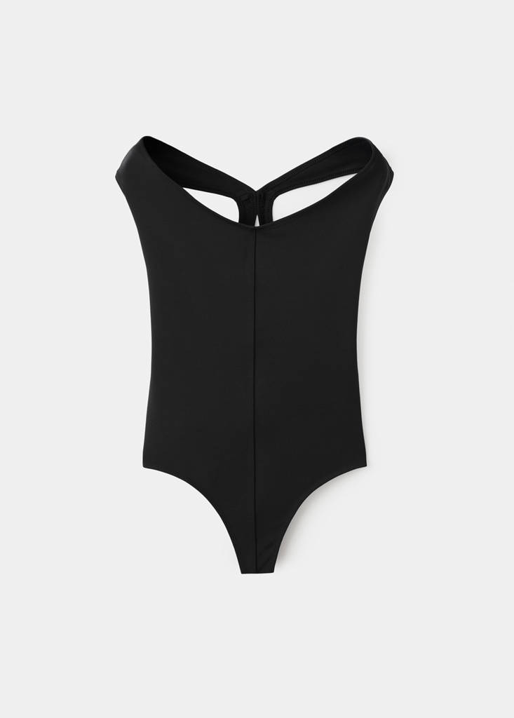 Fitted bodysuit with open back — Black