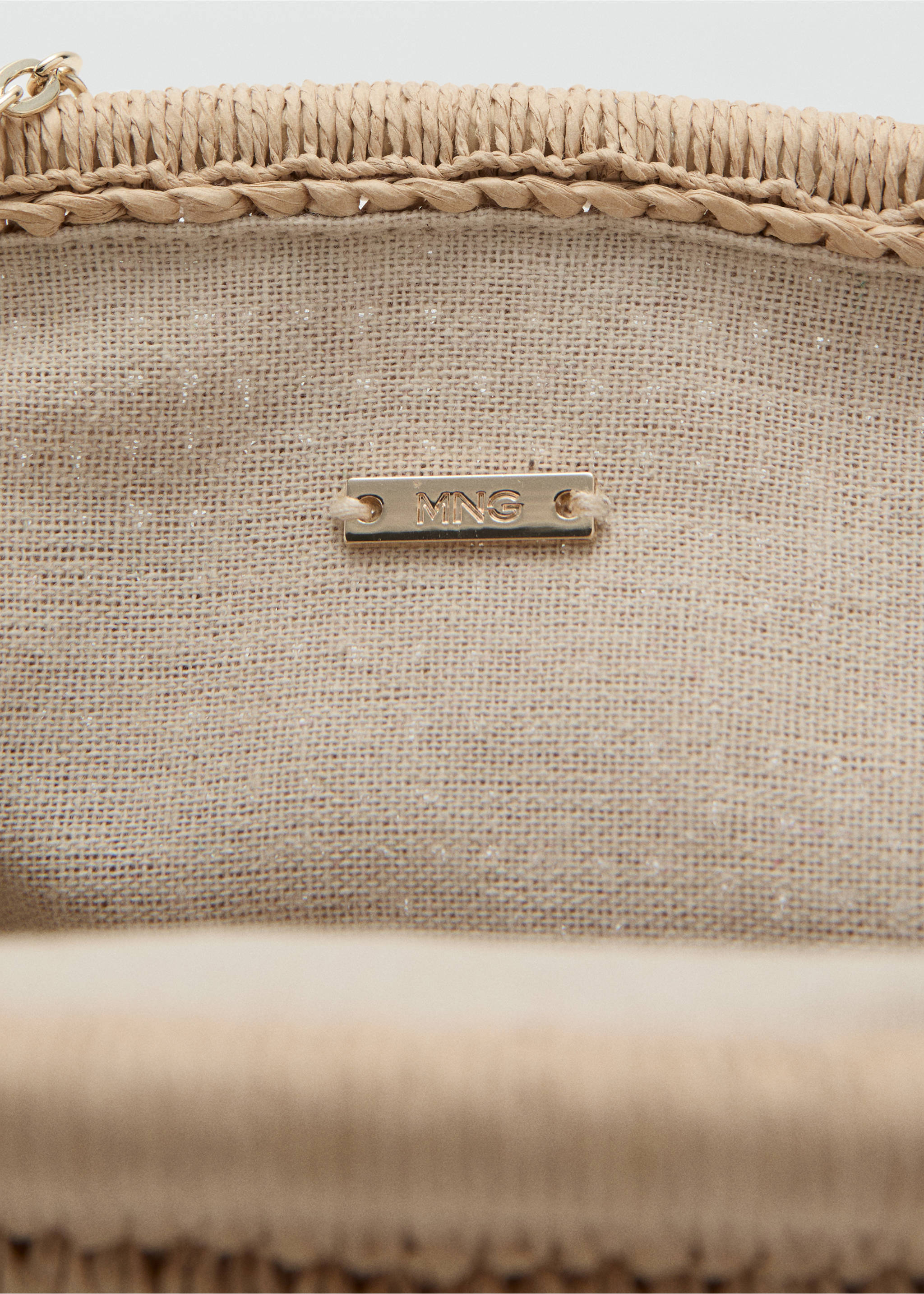Natural fiber clutch bag - Details of the article 2, Beige. Ref: 27087775-00.