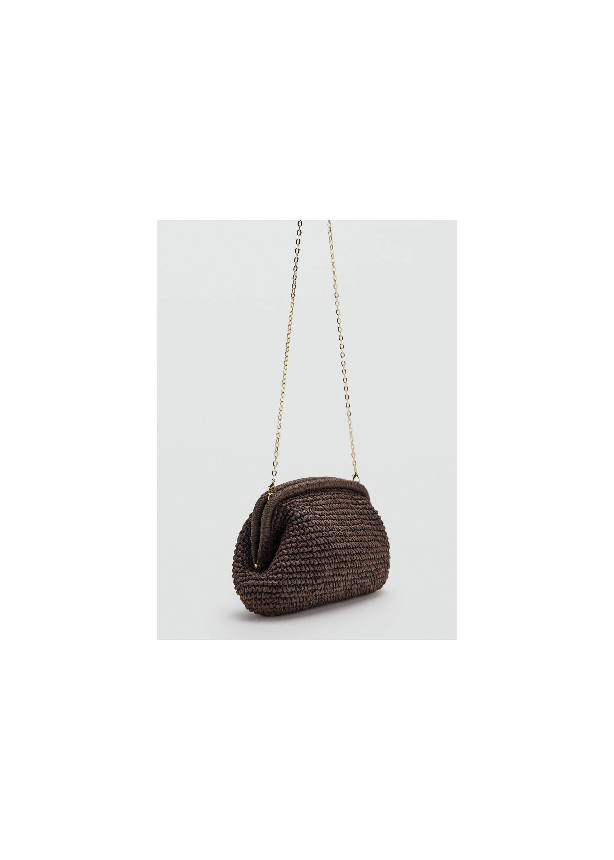 Natural fiber clutch bag - Details of the article 6, Chocolate. Ref: 27087775-00.