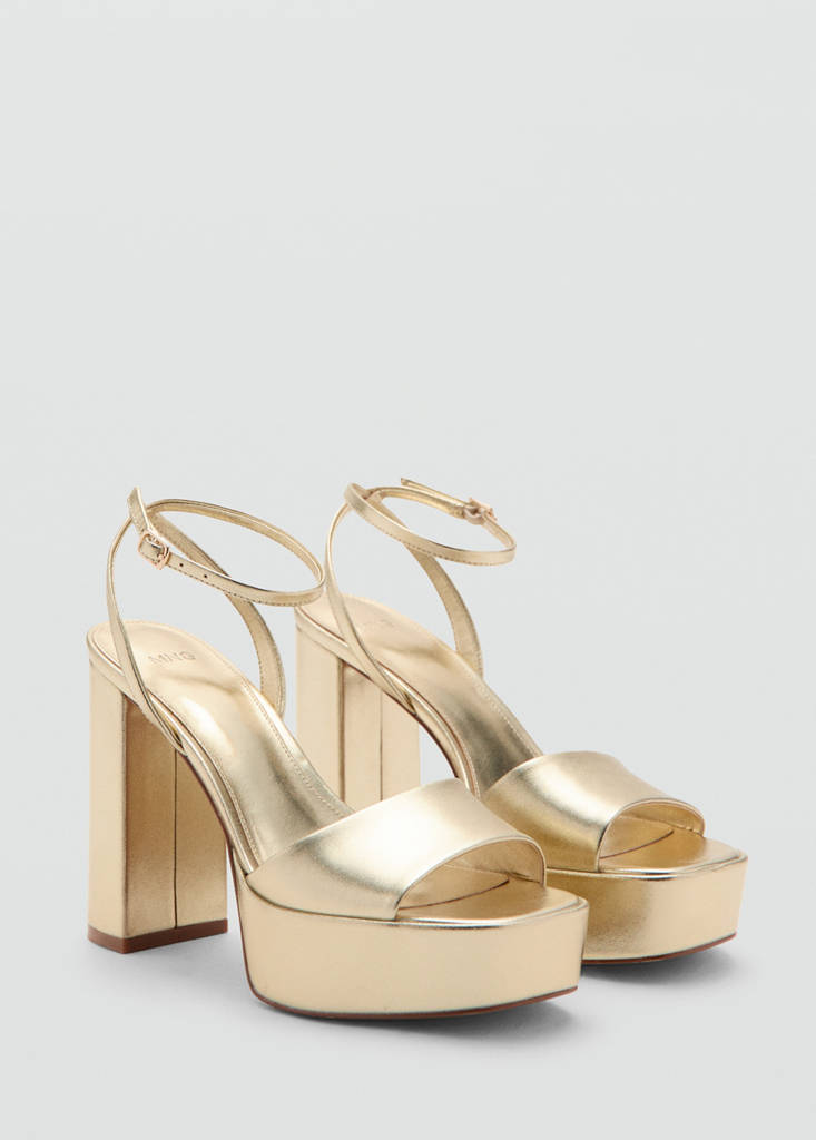 Metallic-effect heeled sandals — Gold