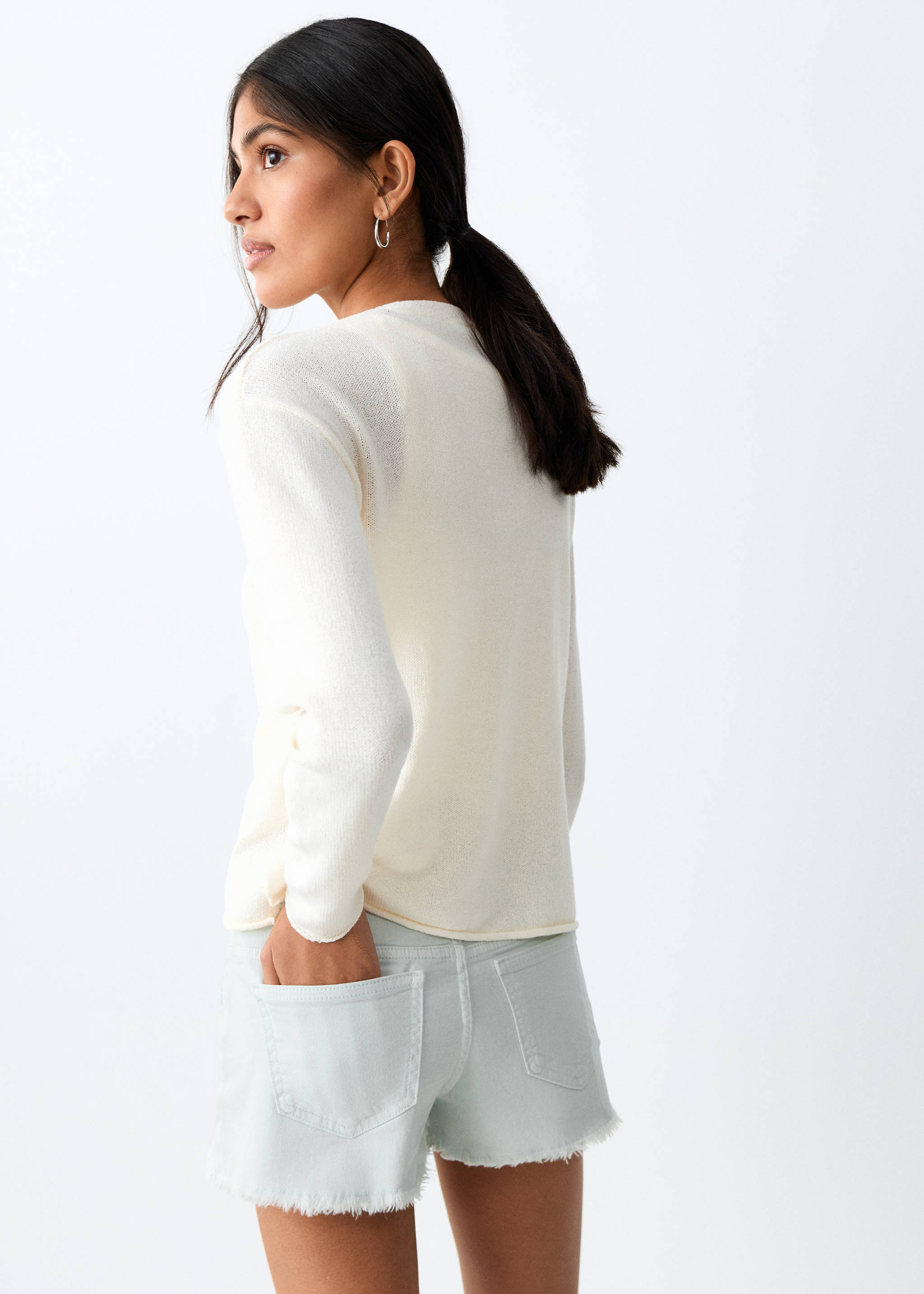 شورت قصير بخصر مزدوج الوجه - الجهة الخلفية للمنتج