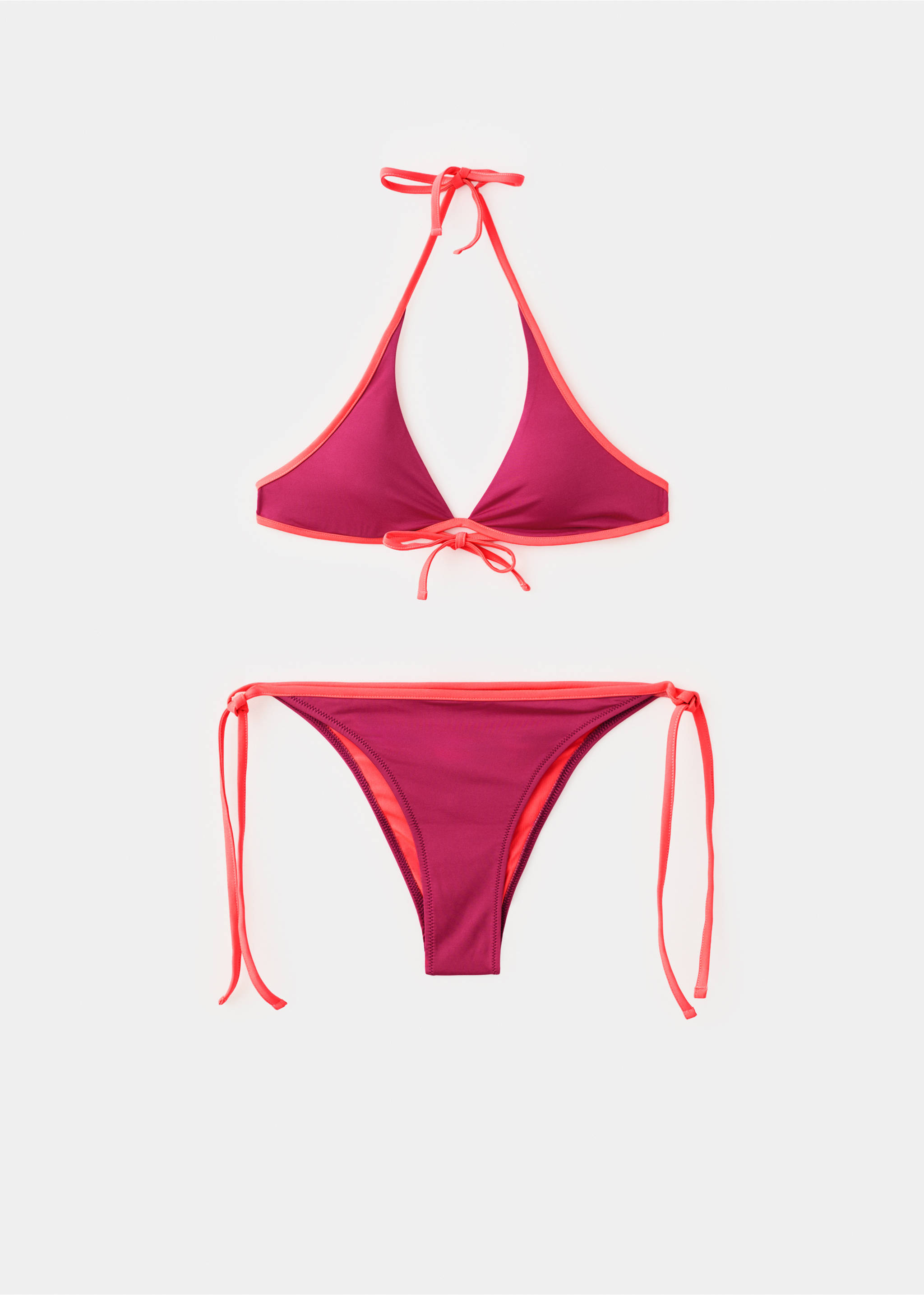 Bicolour Brazilian bikini bottoms - Article without model, Fuchsia. Ref: 27087780-00.