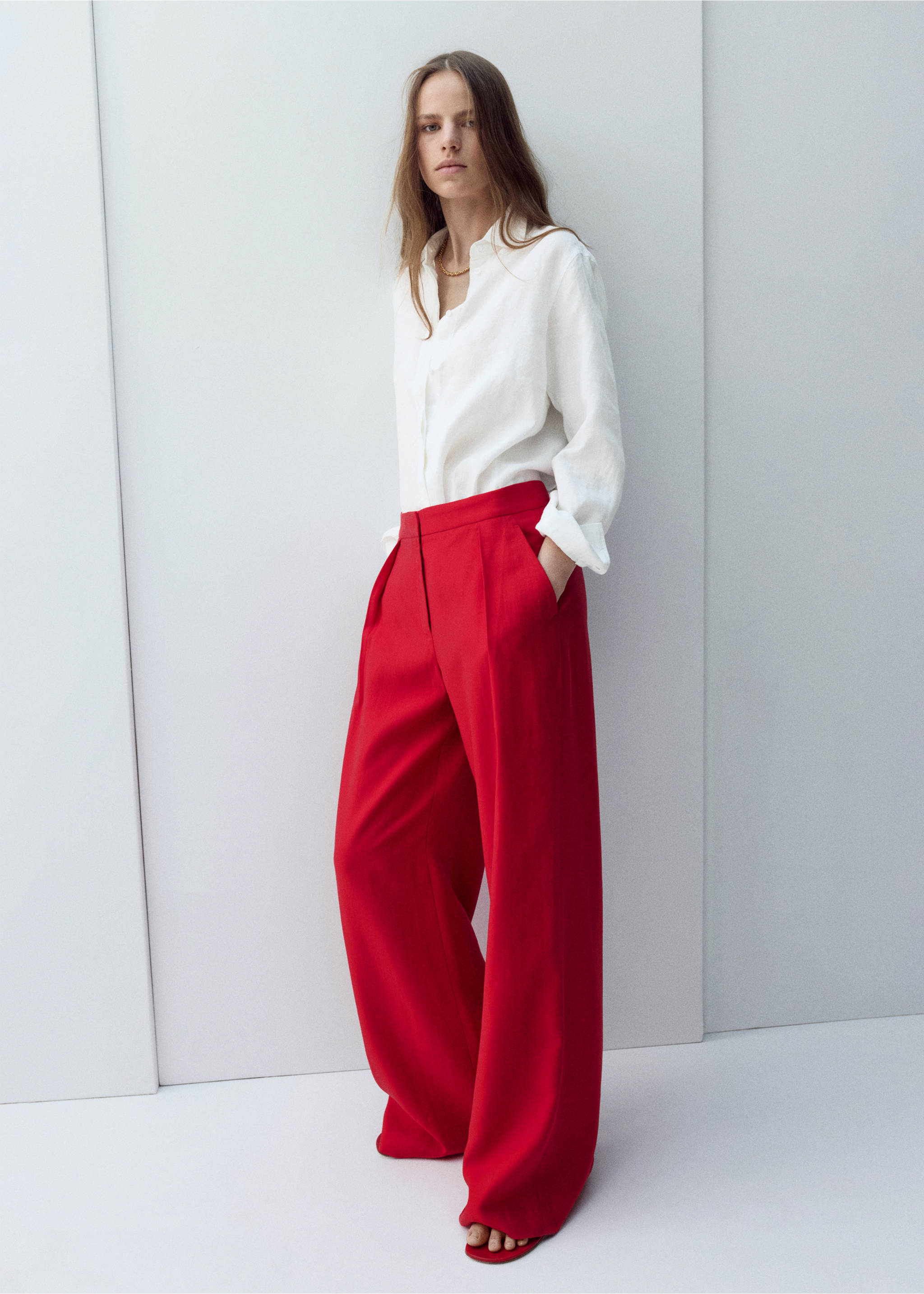 Chemise droite lin - Plan général, Blanc. Ref: 27087781-01.