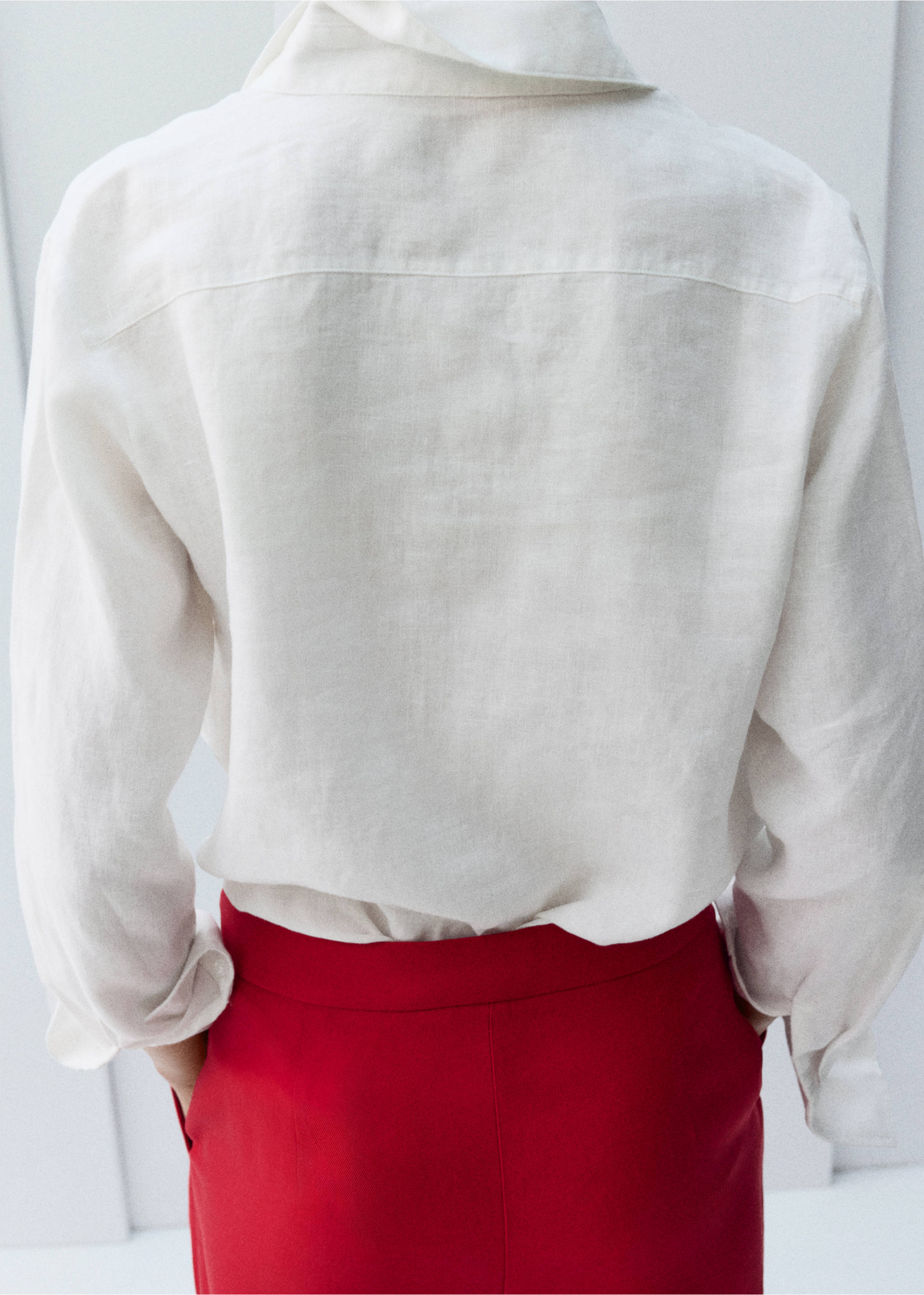 Chemise droite lin - Verso de l’article, Blanc. Ref: 27087781-01.