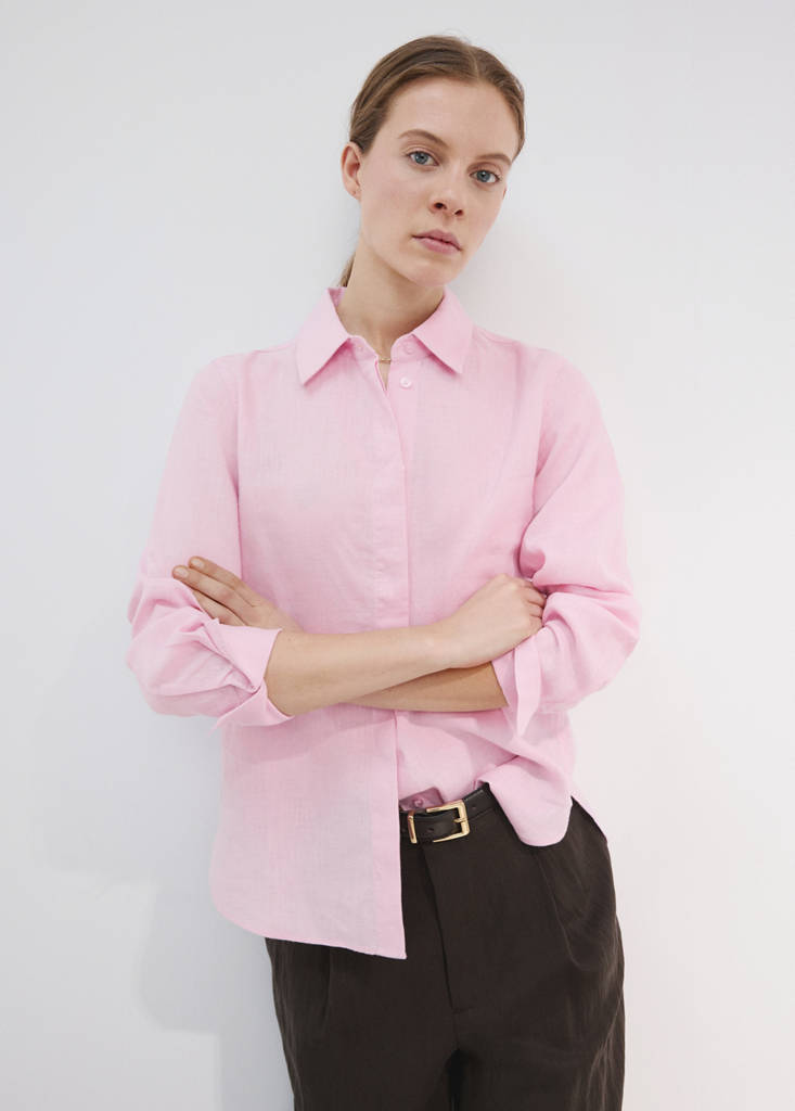 Straight linen shirt - Women | MANGO USA