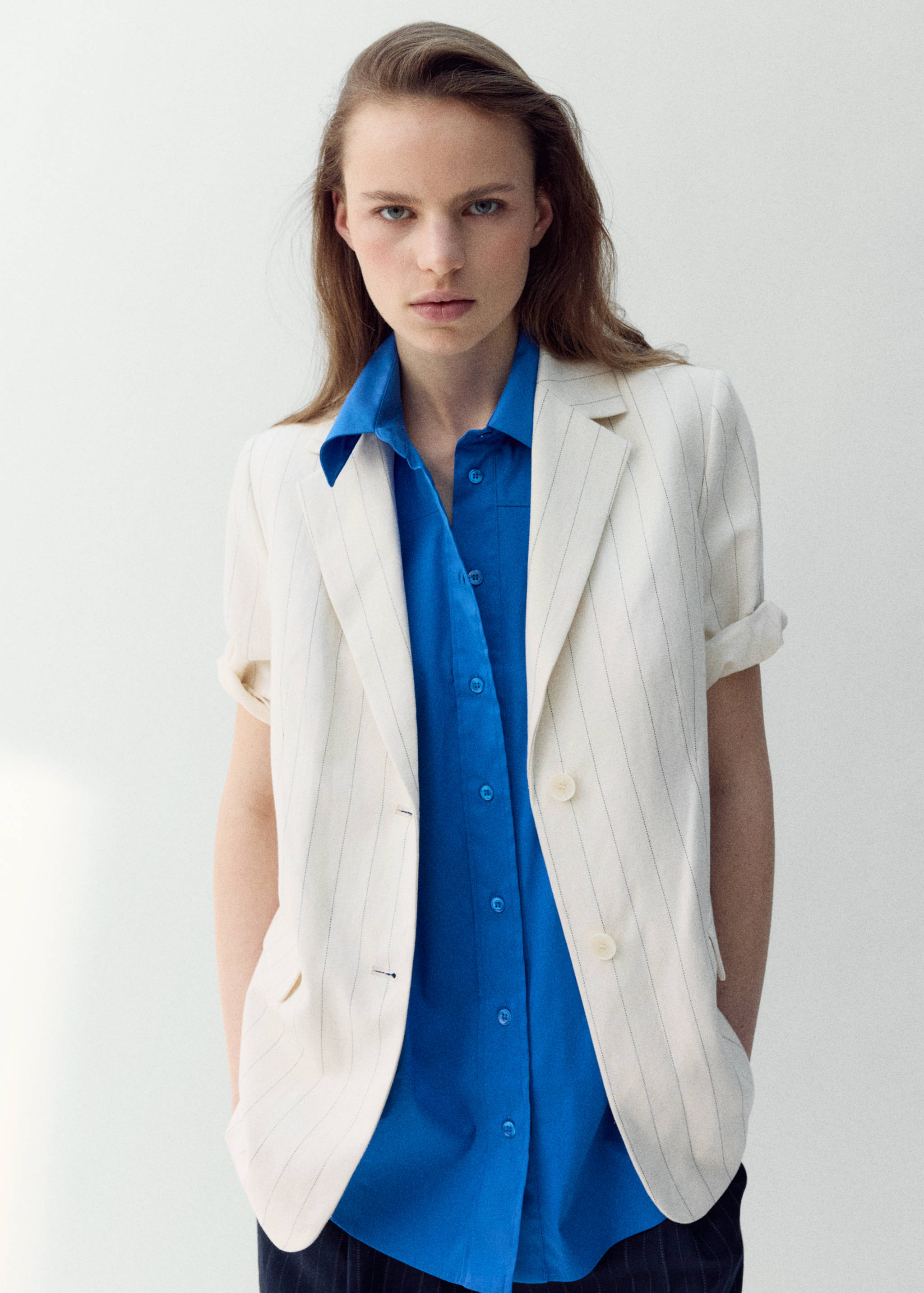 Linen suit jacket with belt - Medium plane