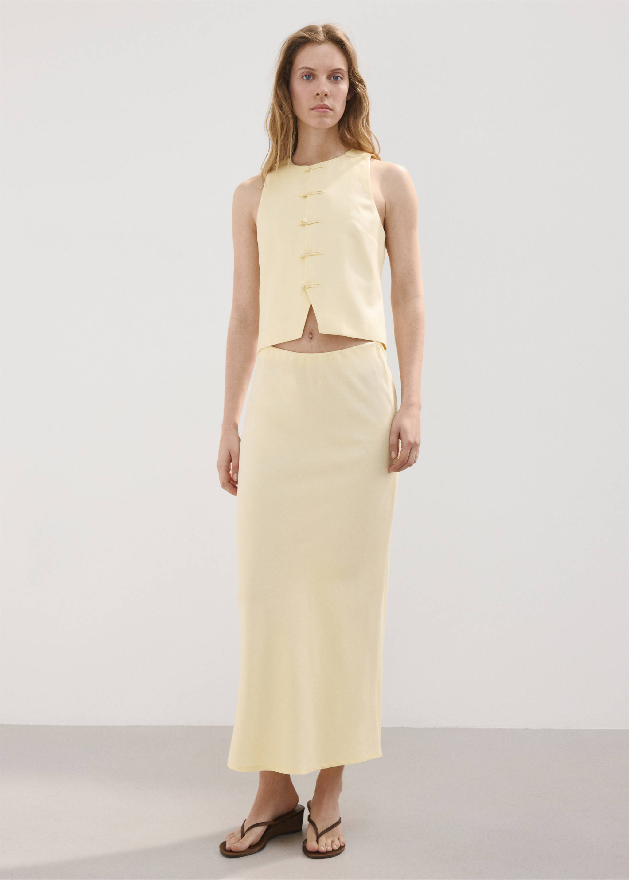 Linen-blend straight skirt - General plane