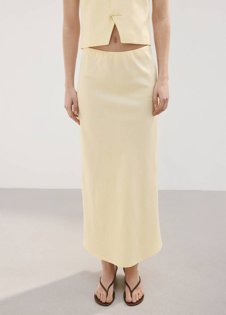 Linen-blend straight skirt — Vanilla