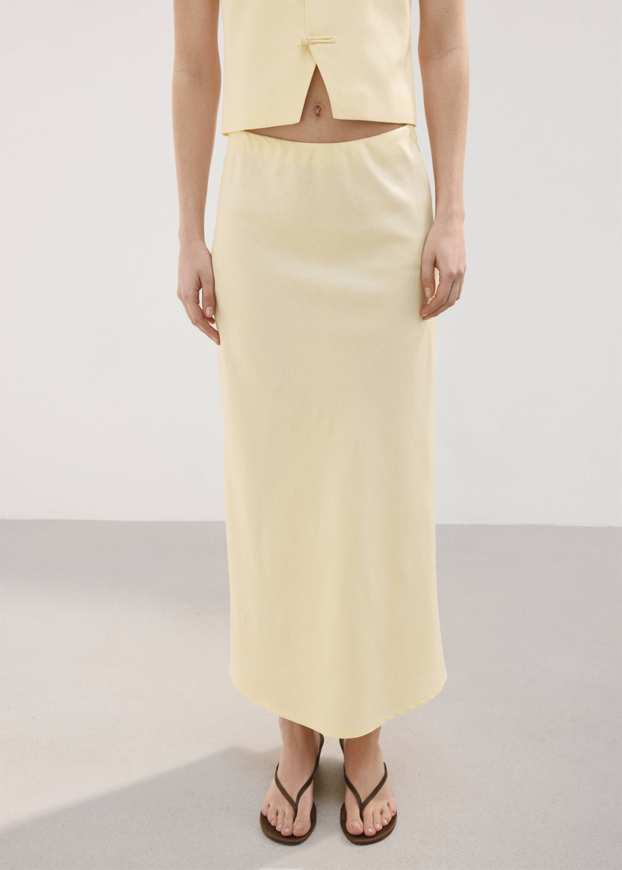 Linen-blend straight skirt - Medium plane