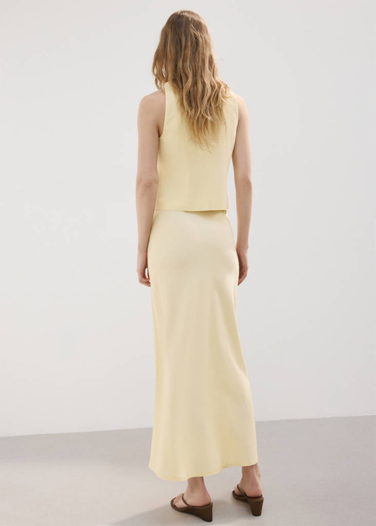 Linen-blend straight skirt — Vanilla