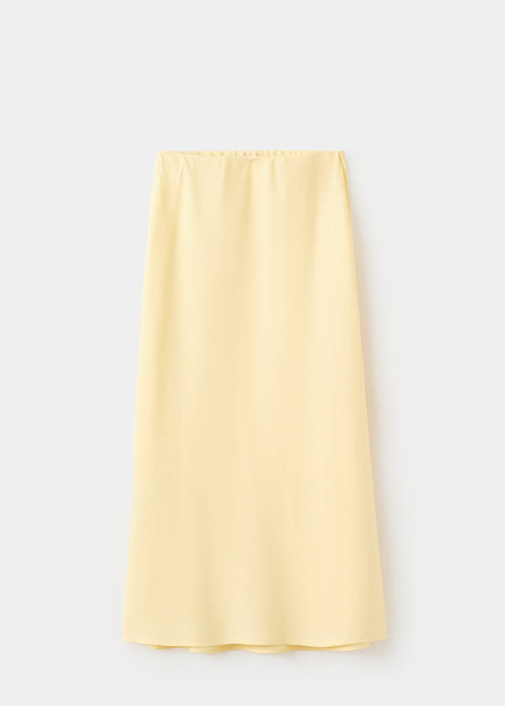 Linen-blend straight skirt — Vanilla