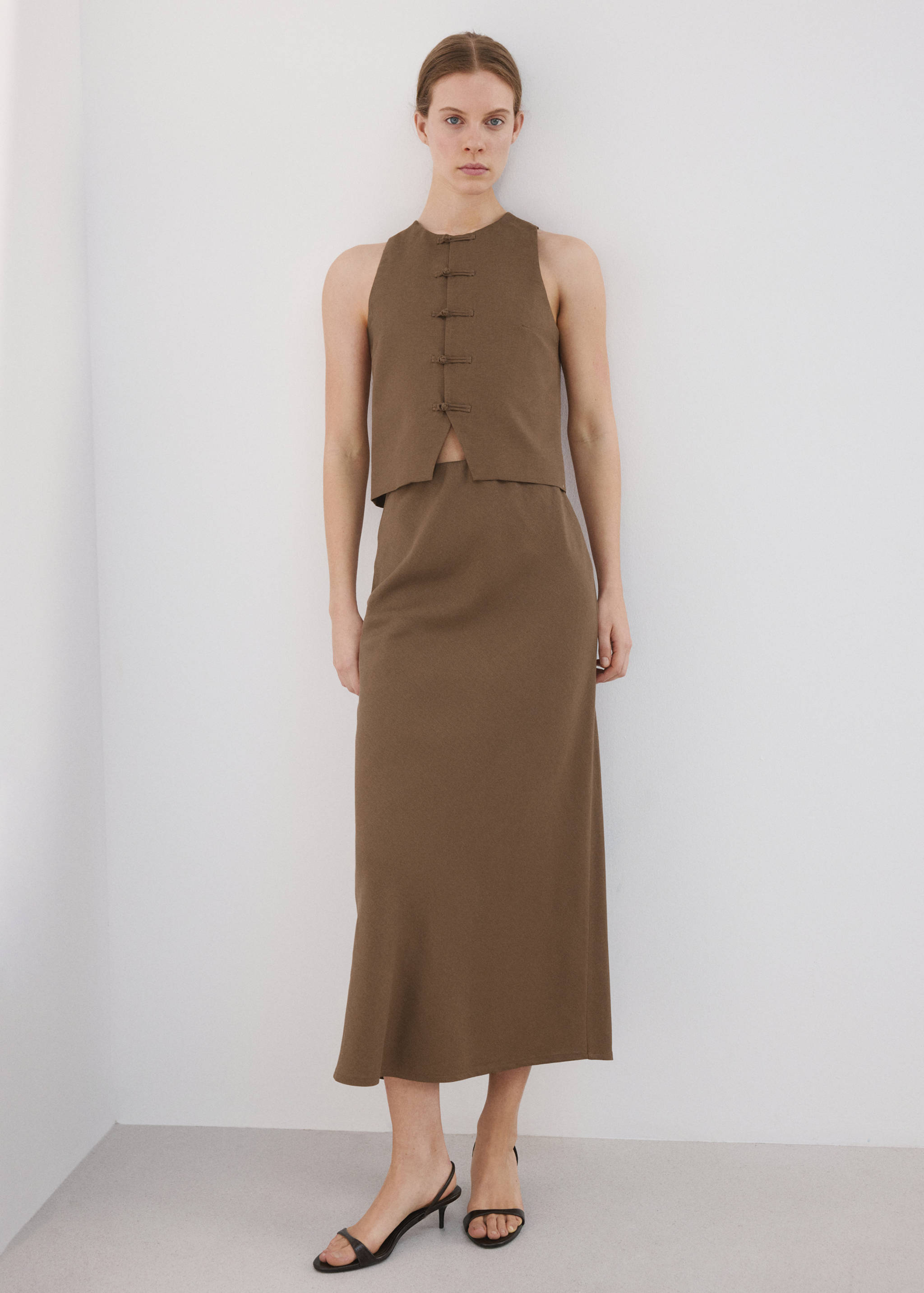 Linen-blend straight skirt - General plane