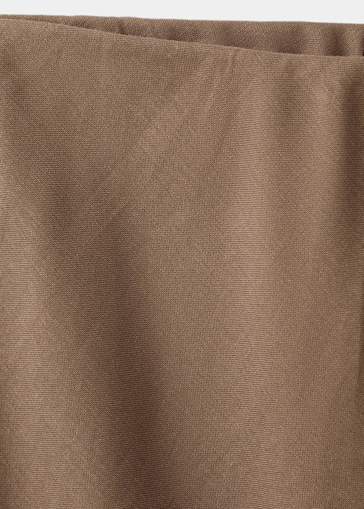 Linen-blend straight skirt — Brown