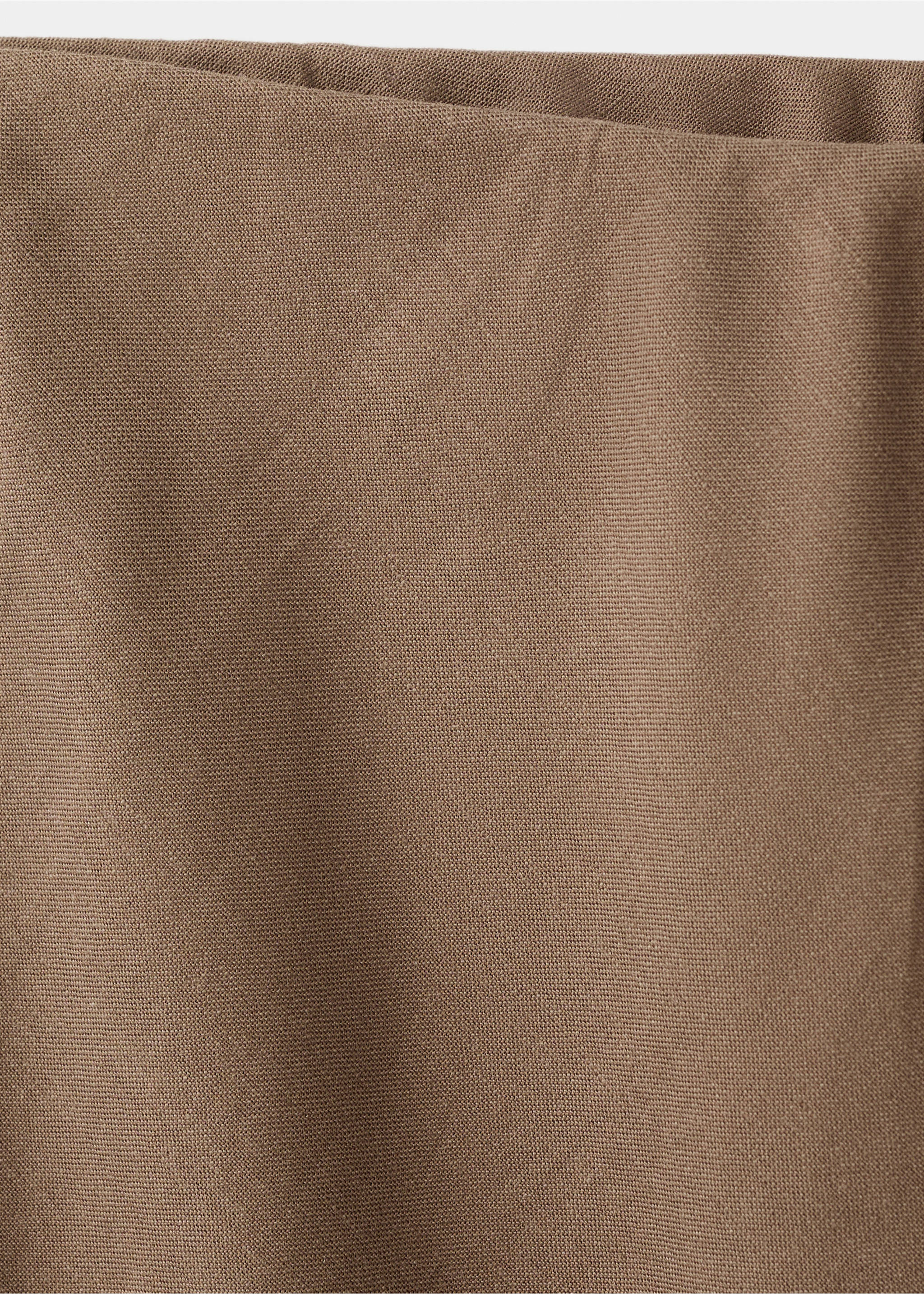 Linen-blend straight skirt - Details of the article 8, Brown. Ref: 27087783-00.