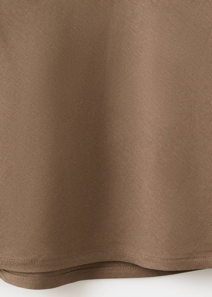 Linen-blend straight skirt — Brown