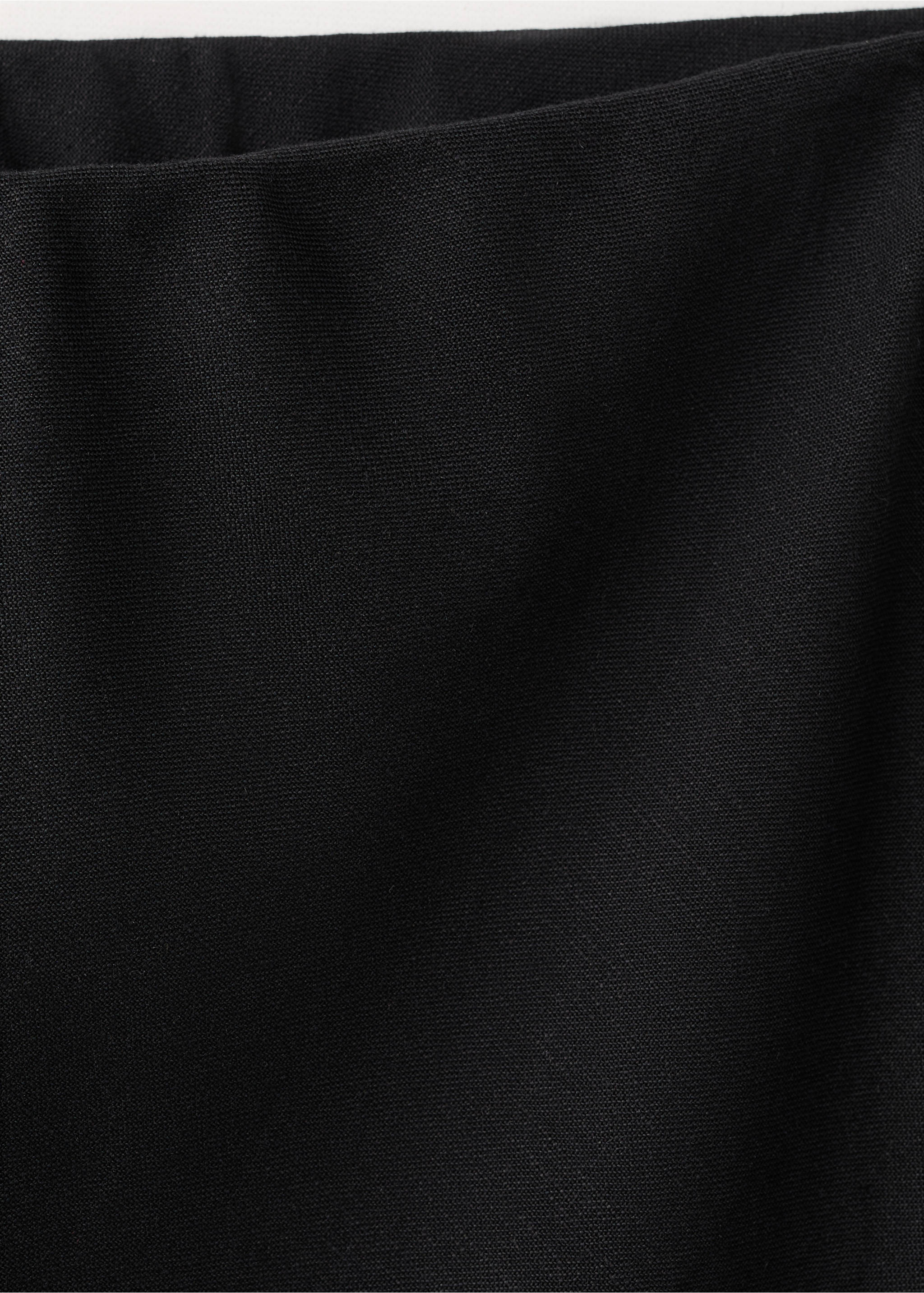 Linen-blend straight skirt - Details of the article 8, Black. Ref: 27087783-00.