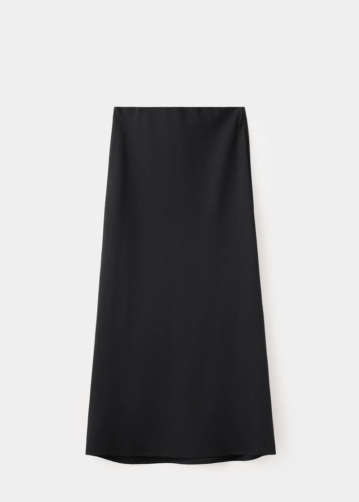 Linen-blend straight skirt — Black