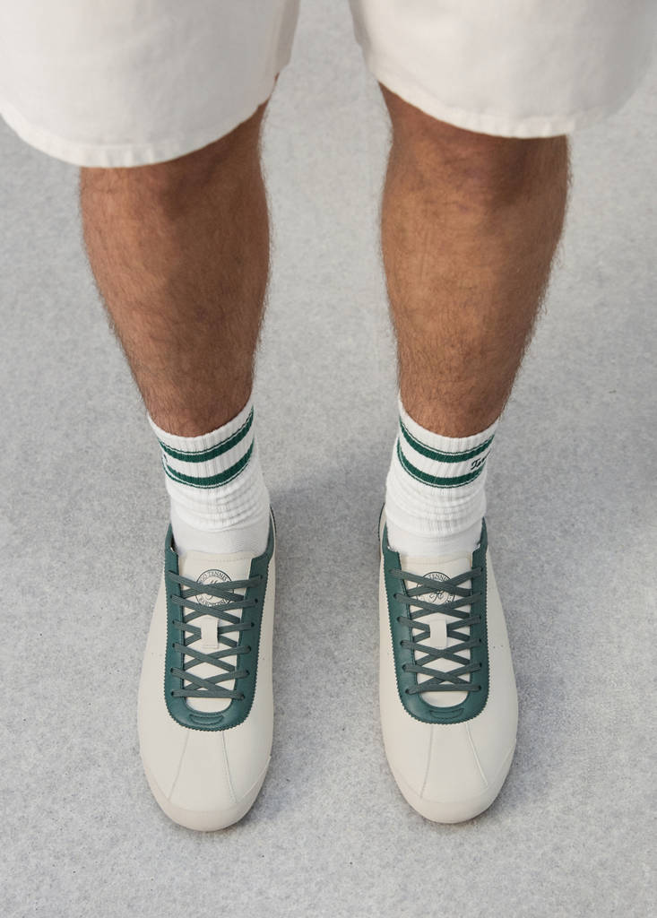 Leather mixed sneakers — White