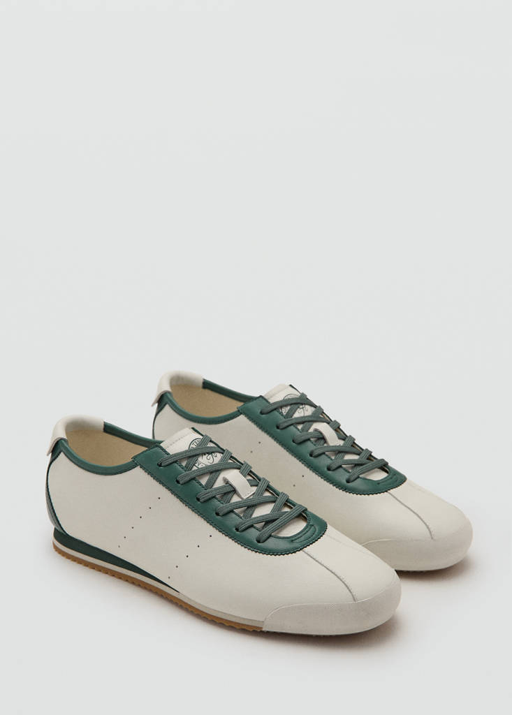 Leather mixed sneakers — White