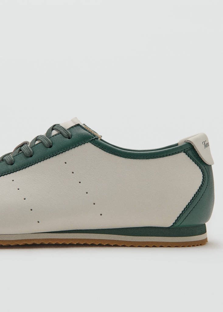 Leather mixed sneakers — White