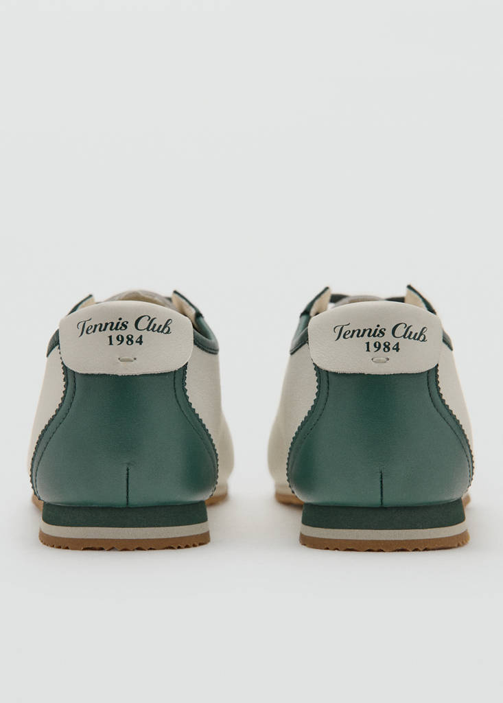 Leather mixed sneakers — White