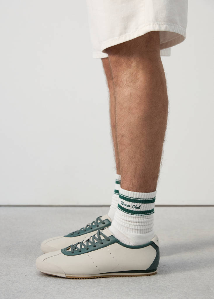 Leather mixed sneakers — White