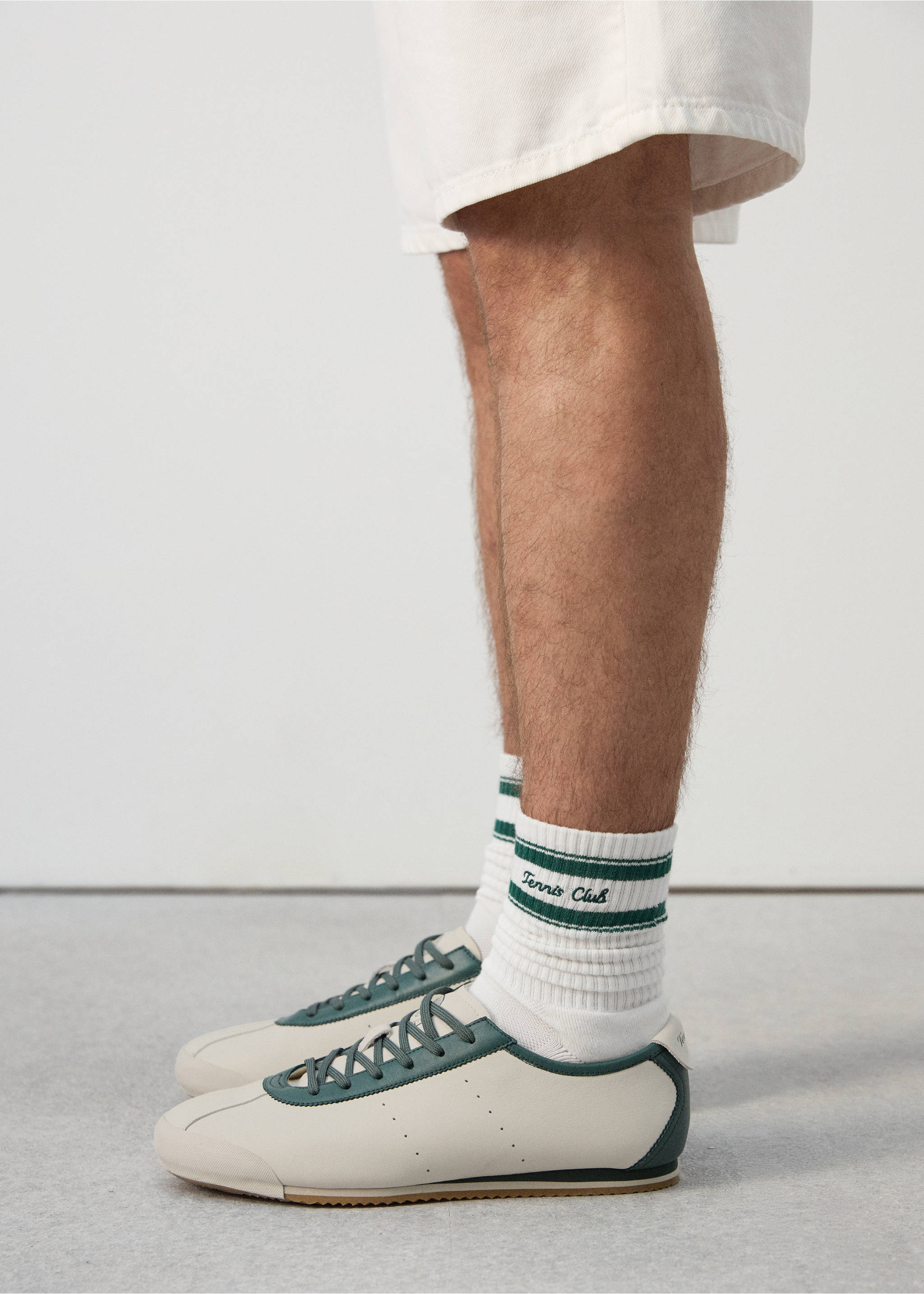 Leather mixed sneakers - Details of the article 9, White. Ref: 27087784-00.