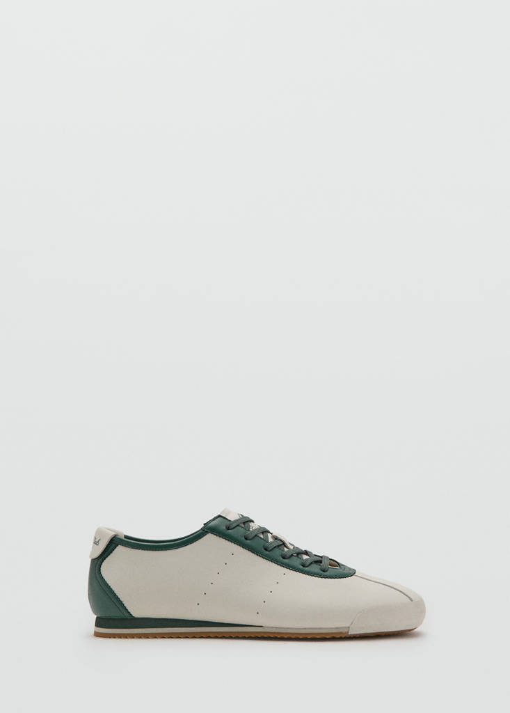 Leather mixed sneakers — White