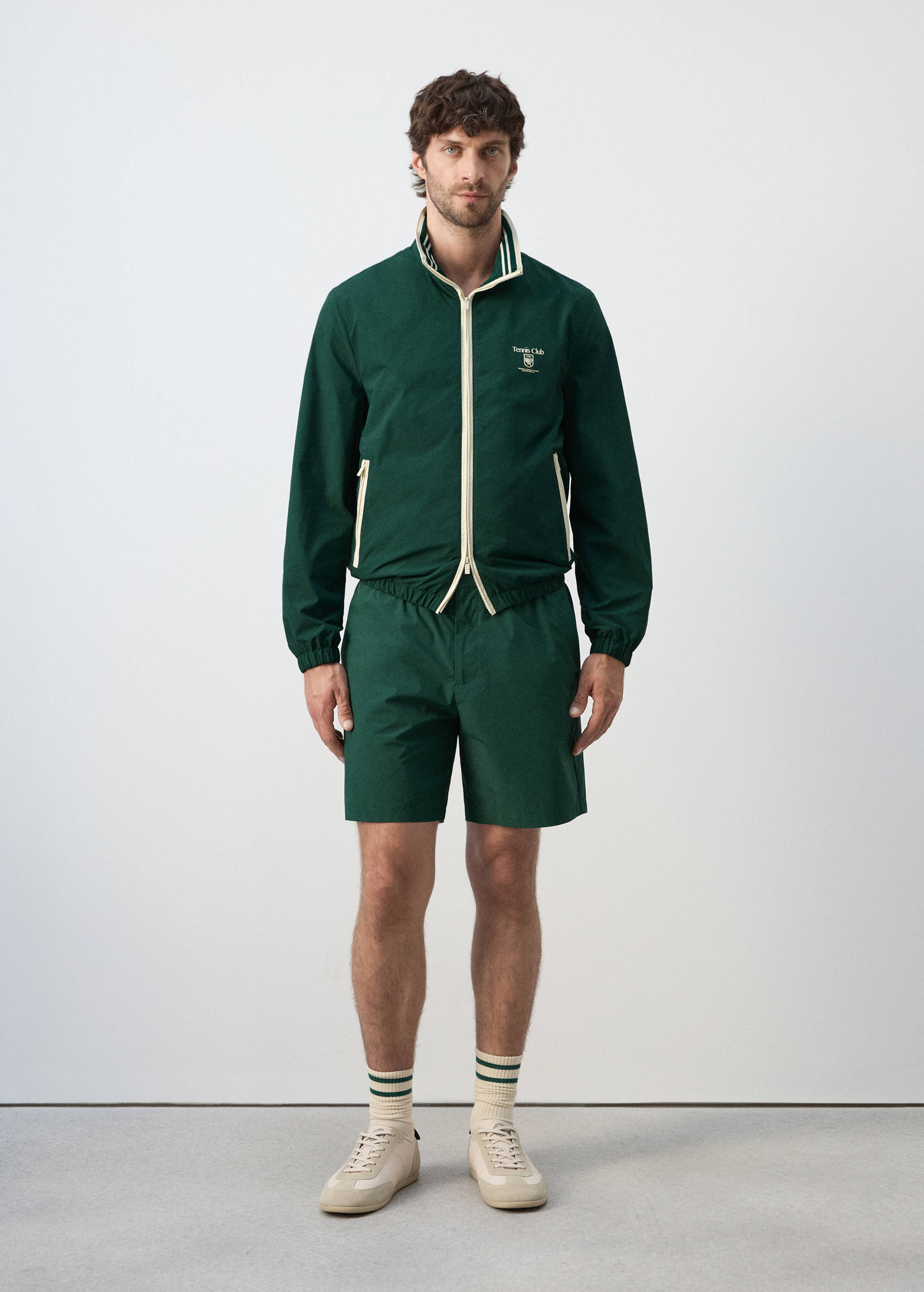 Regular fit embroidered bermuda shorts - General plane