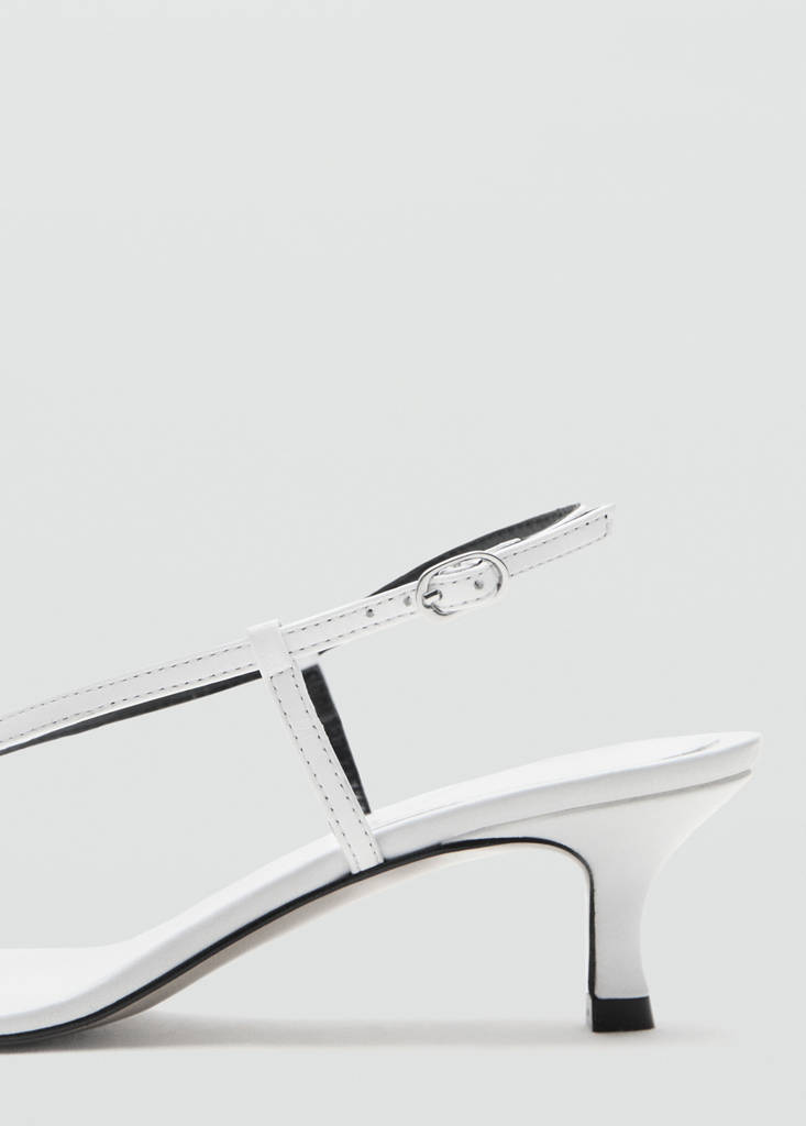 Heeled leather sandals with straps — White
