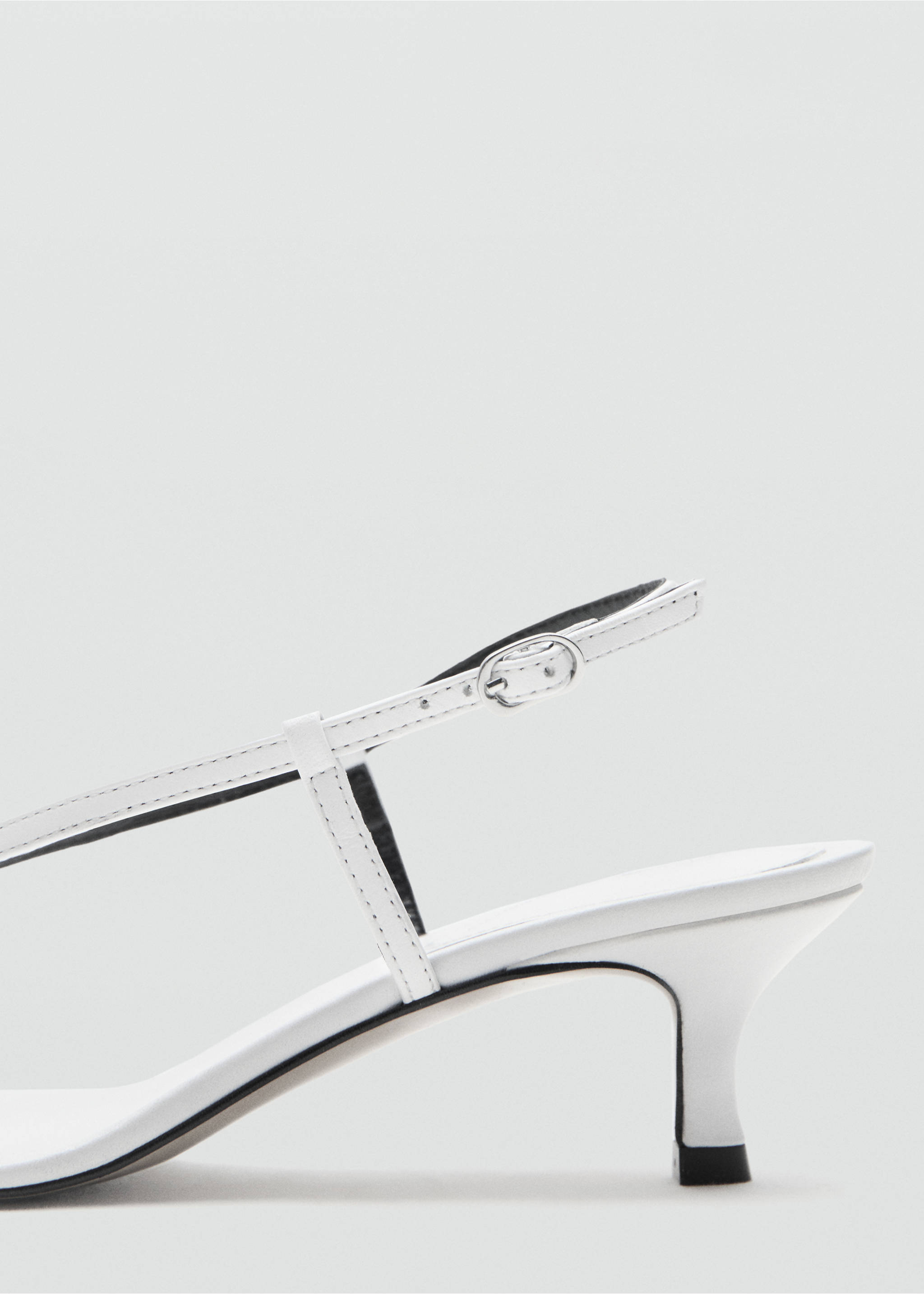 Heeled leather sandals with straps - Details of the article 1, White. Ref: 27087789-00.