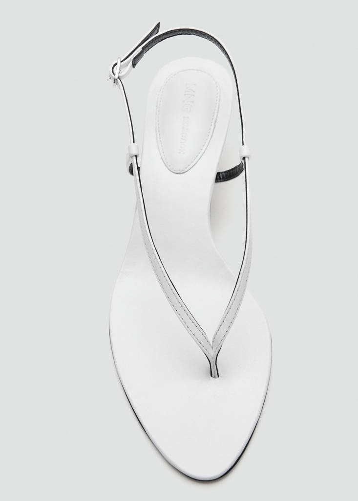 Heeled leather sandals with straps — White