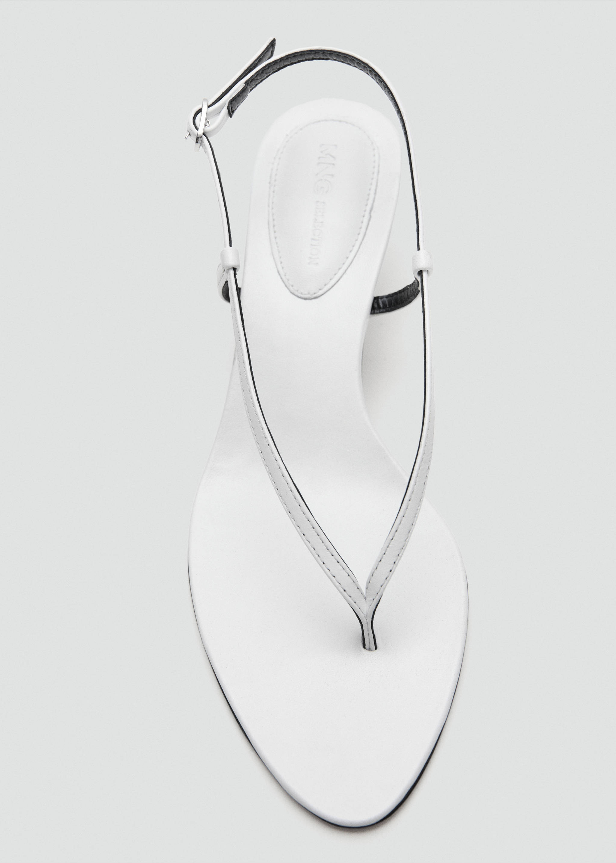 Heeled leather sandals with straps - Details of the article 2, White. Ref: 27087789-00.