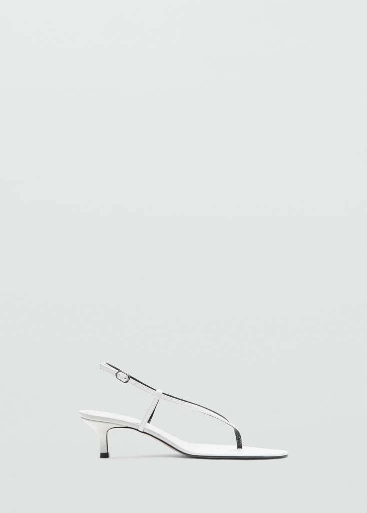 Heeled leather sandals with straps — White