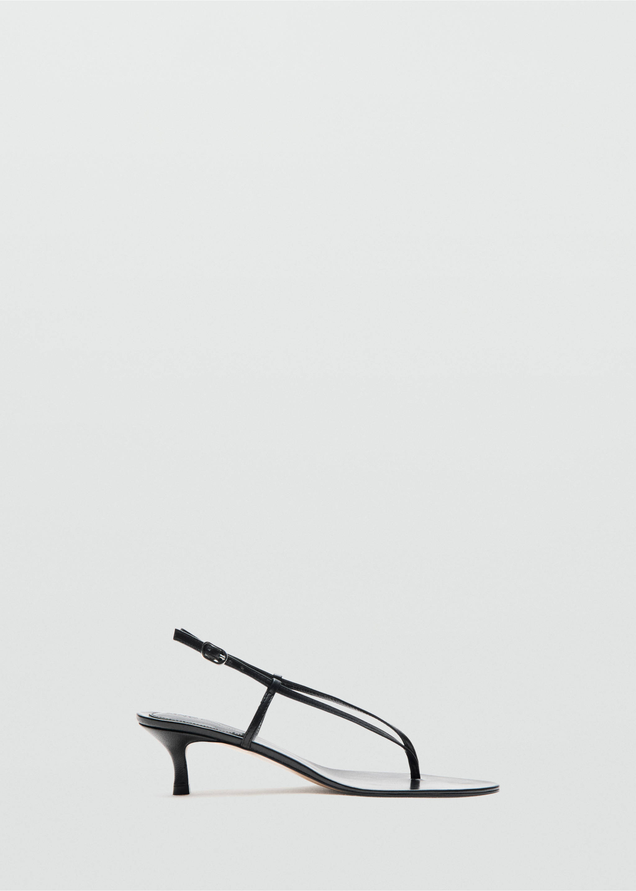 Heeled leather sandals with straps - Article without model, Black. Ref: 27087789-00.