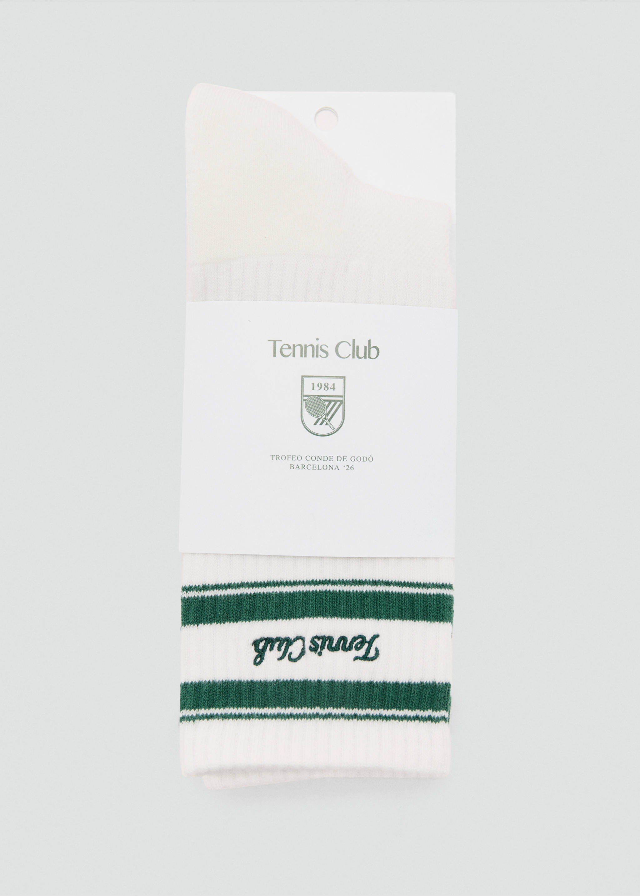 جوارب مخططة بنص مطرز - تفاصيل المنتج 2, أبيض. Ref: 27087790-00.