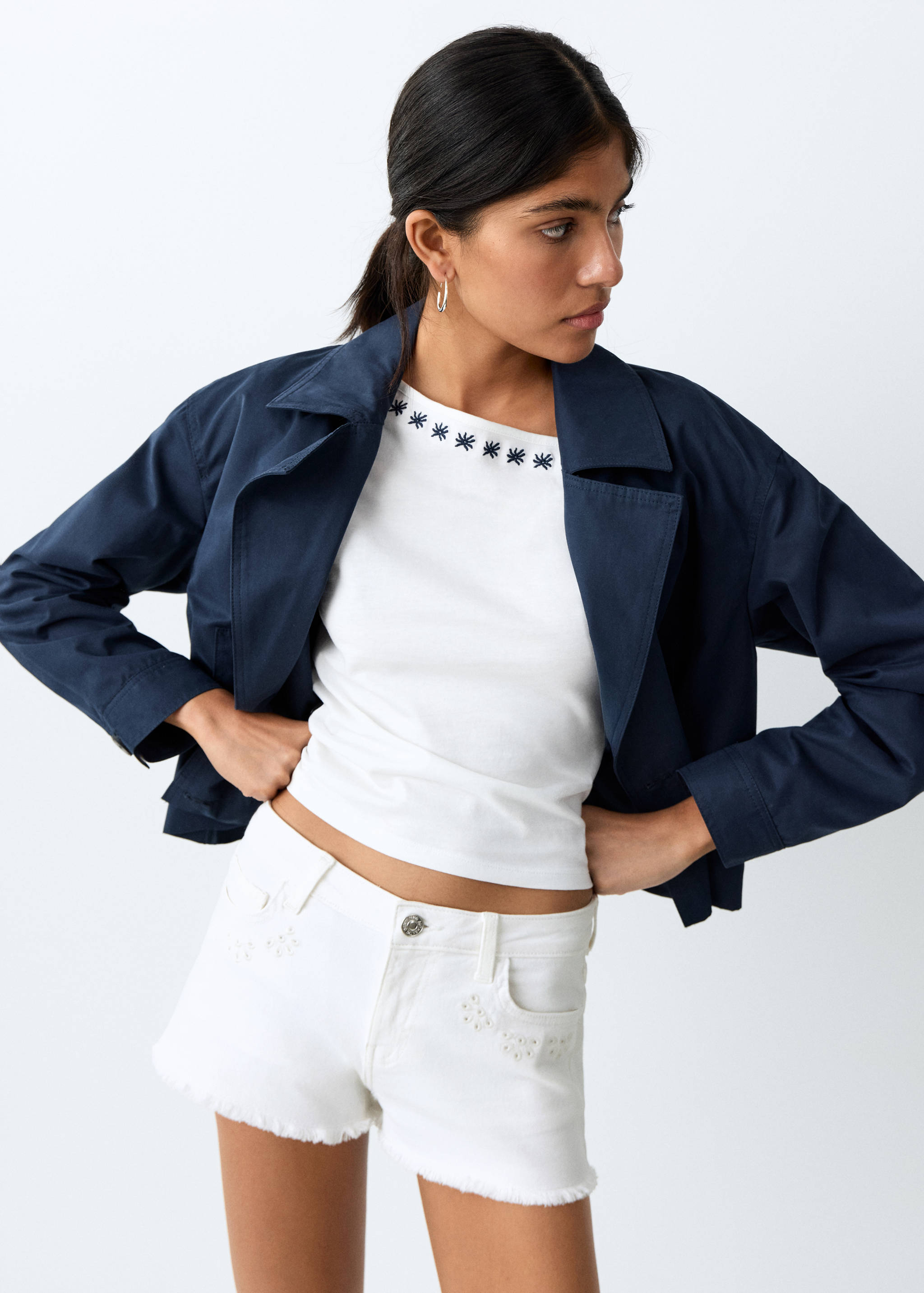 Embroidered detail shorts - Medium plane