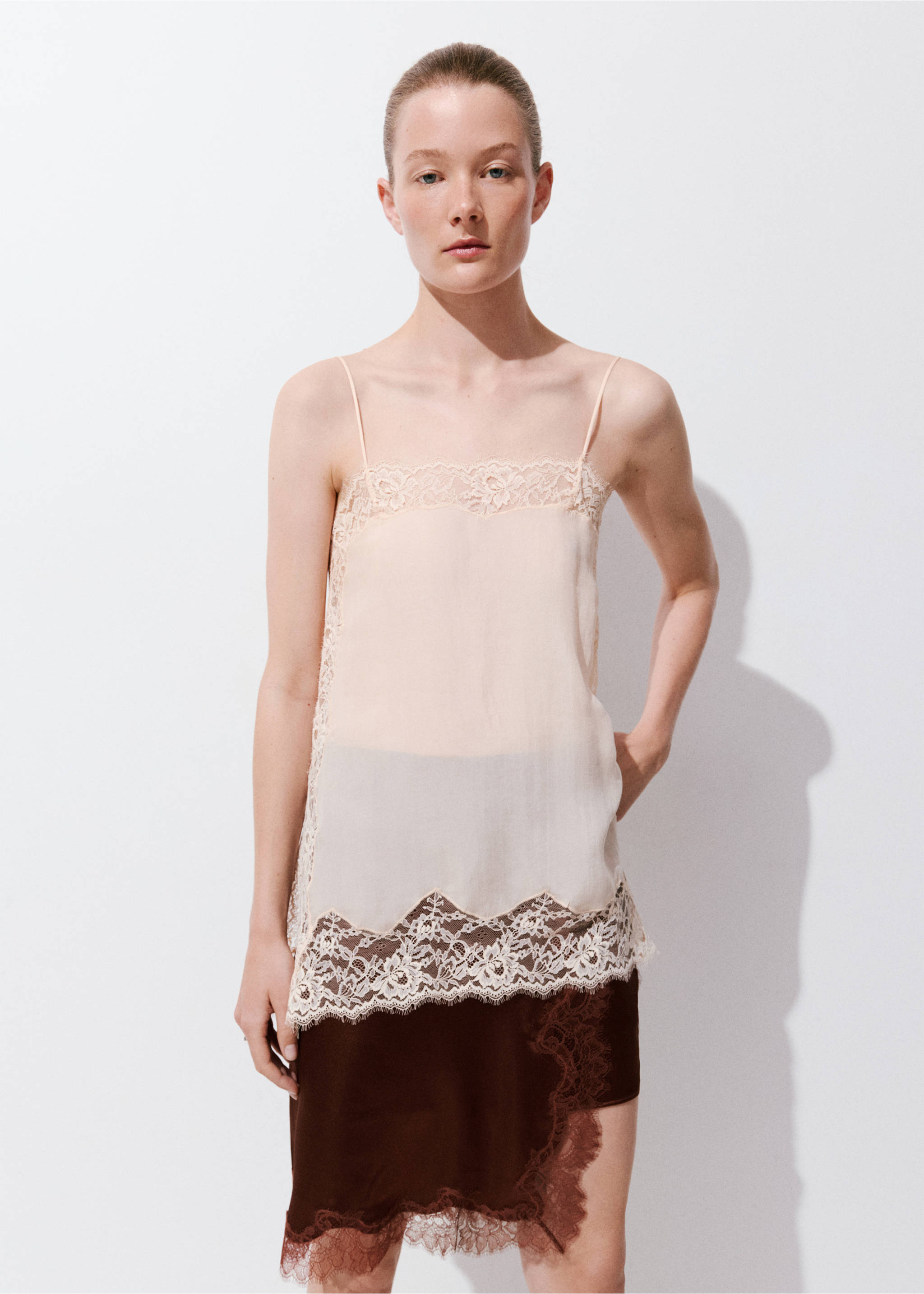 Lace slip skirt - Medium plane, Burnt Orange. Ref: 27087798-00.