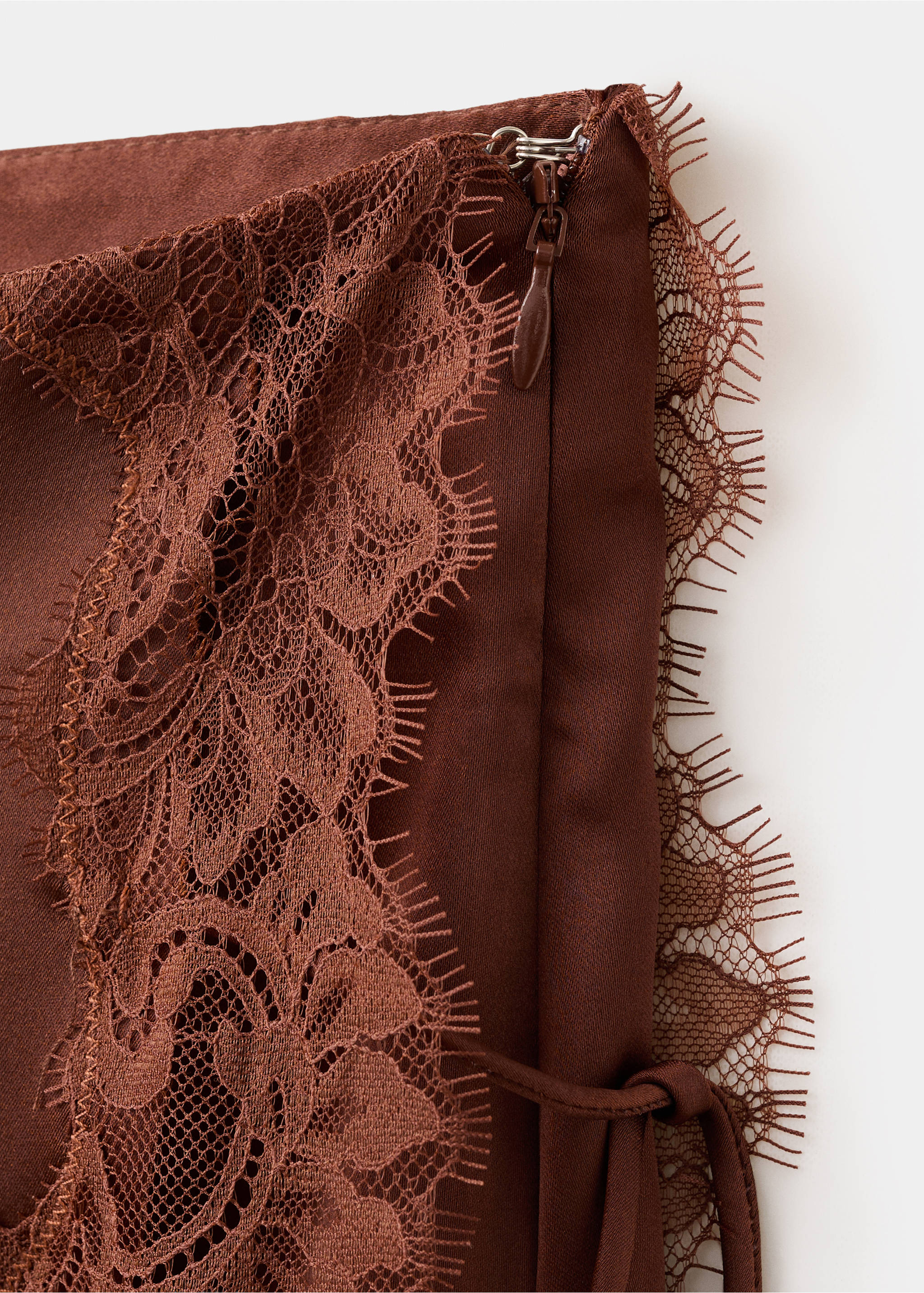 Lace slip skirt - Details of the article 0, Burnt Orange. Ref: 27087798-00.