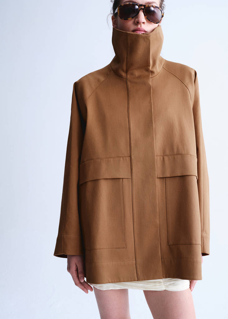 Oversized funnel neck parka — Tobacco Brown
