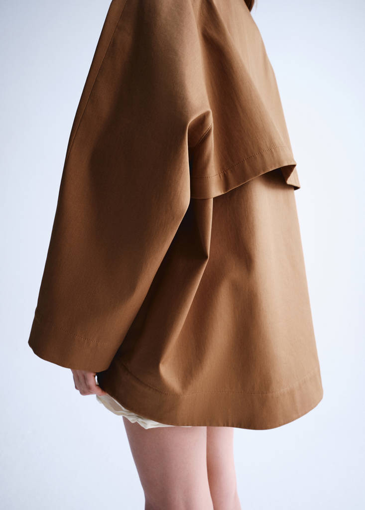 Oversized funnel neck parka — Tobacco Brown