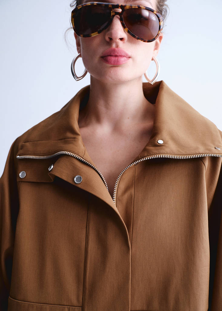Oversized funnel neck parka — Tobacco Brown