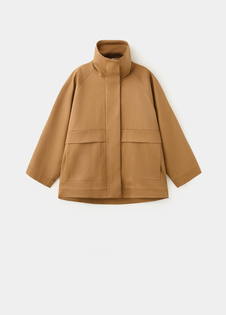Oversized funnel neck parka — Tobacco Brown