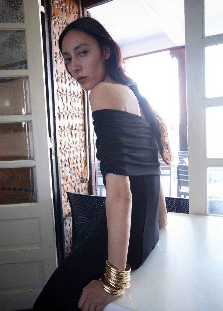 Strapless flared dress — Black