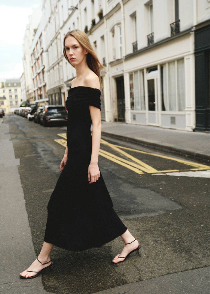 Strapless flared dress — Black